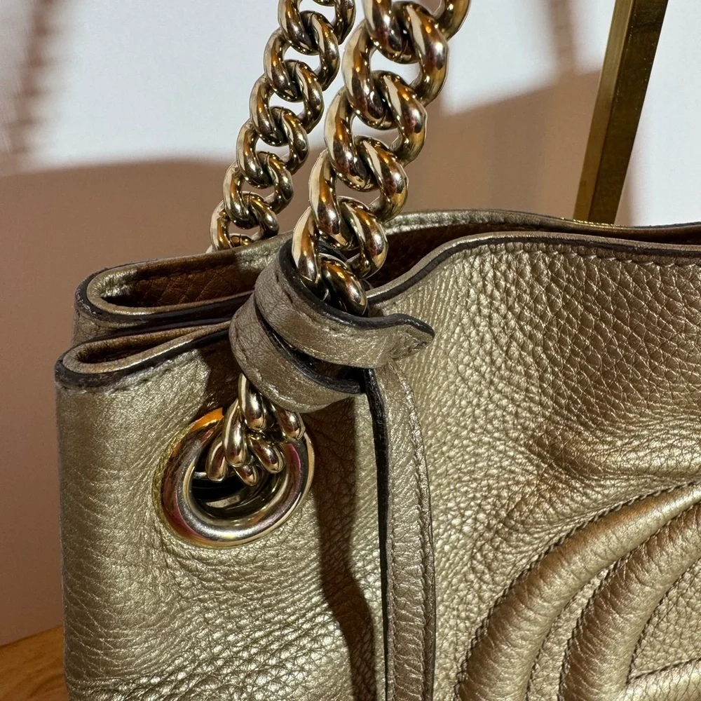 AUTHENTIC Gucci Metallic Gold SoHo Shoulder Bag